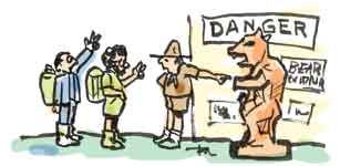 cartoon of zoologists with park ranger